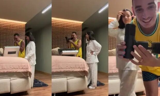 JOÃO GOMES GANHA MICROFONE PROFISSIONAL DE R$ 300 MIL DE SUA ESPOSA ARY MIRELLE E SE EMOCIONA COM SURPRESA