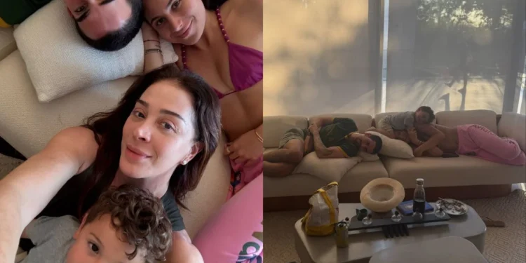 CLAUDIA RAIA COMPARTILHA REGISTRO RARO AO REUNIR OS TRÊS FILHOS EM CASA