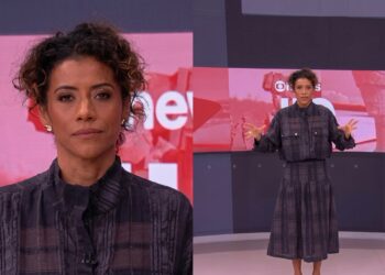 ALINE MIDLEJ EXPÕE FALHA TÉCNICA AO VIVO E PEDE DESCULPAS AO PÚBLICO NA GLOBONEWS